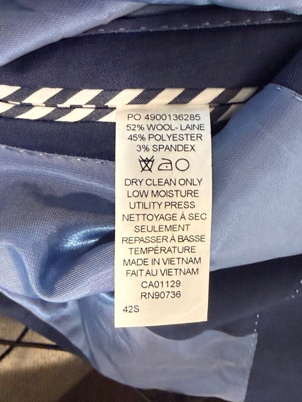Penguin Slim Fit Navy Suit Jacket 42 Short Stretch Wool Blend With Tags - Picture 4 of 5